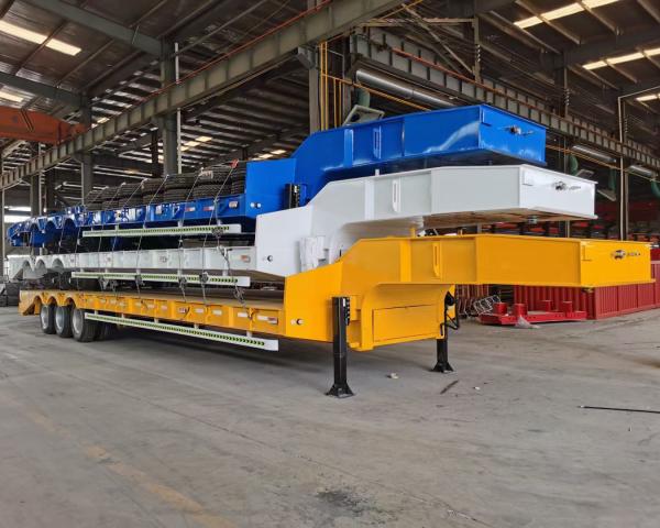 3 Axles 30/60/100 Tons Steel Lowbed Semi Trailer for Heavy Duty Transportation Solution