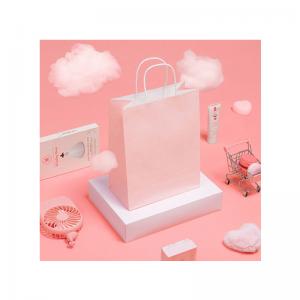 Offset Printing Craft Pink Gift Bag With Hand Length Handle
