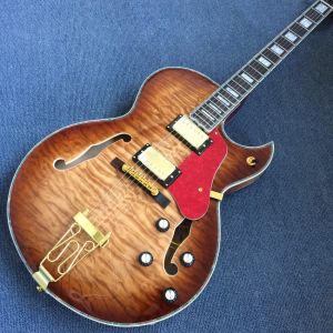 China Corps creux L-5 guitare électrique de jazz, bord de bande en couleur, couleur éclaboussure Quilte haut en érable, Quilte haut en érable supplier