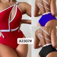 China Ladies One Piece Swimsuit Solid Color Factory Direct Supply High Waist  Miss Hard Wearing The New Type on sale