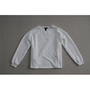 83% Polyester Womens White Crew Neck Sweatshirt Jacquard Design