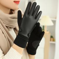 China Black Color PU 22x16cm Winter Warm Gloves For Women on sale