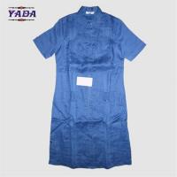 China Front button blue linen short sleeve designs casual long slim sexy girl dress for fat women on sale