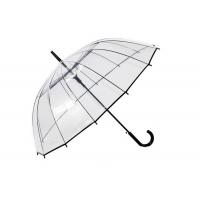 China Unisex Long Handle Transparent Rain Umbrella 16K POE Full Black Metal Frame on sale