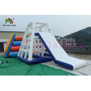 China Custom 0.9mm PVC Blue / White Inflatable Water Toy /  CE Aqua Slides For Water Park supplier