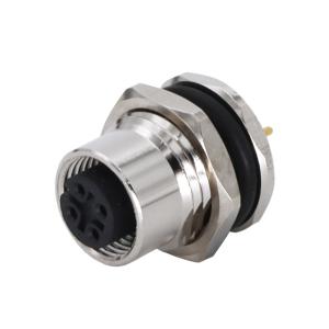 China Panel Mount M12 4 Pin Connector Flange PCB Version Front Mounting A Coding wholesale
