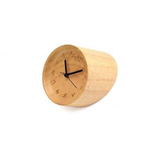 Handmade Decorative Rubber Wood Grain Desk Clock Mini Unique Shape