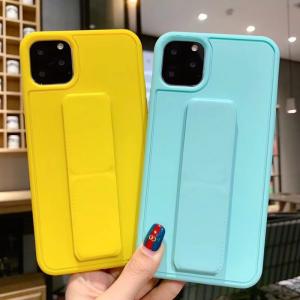 2 In 1 Candy Colour Phone Case Shockproof TPU Material Finger Grip Stand