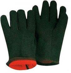 10 inch Insulated protective Brown Cotton Gloves / Glove 41007 With Red Fleece