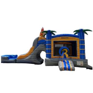 China Envío marítimo PVC Palma Castillo de salto con tobogán Casa de salto inflable con tobogán supplier