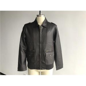 China Dark Brown Mens Polyurethane Jacket , Fashion PU Leather Coat DOCO1716 supplier