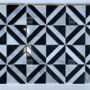 Black And White Marble Stone Mosaic Tile For Wall Kitchen Backsplash Wear Resistant