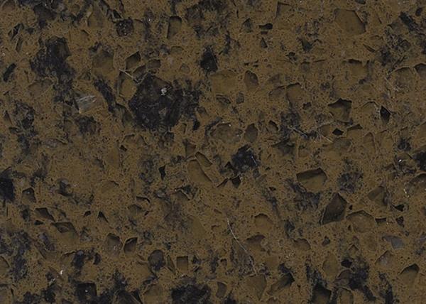 Artificial Type Dark Brown Composition Quartz Stone Countertops Slab With Black