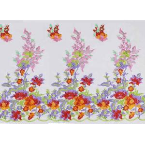 China Beautiful Floral Multi Colored Embroidered Tulle Lace Fabric For Bridal Gown Dress supplier