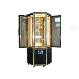China Hexagonal Glass Door Cake Showcase Upright Rotating Cake Display Cooler 4~8℃ supplier