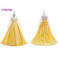 Hand Embroidery Yellow Childrens Flower Girl Dresses With Long Train 80-160 Cm