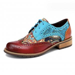China British Style Womens Brogue Oxford Shoes Multi Colored Womens Leather Derby Shoes supplier