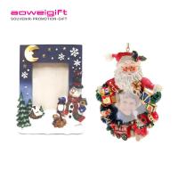 China Cartoon Deer Poly Resin Picture Frame Custom Size 3D Christmas Santa Claus on sale