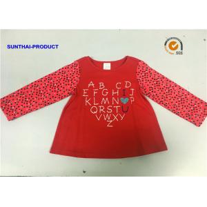China Pin Dot AOP Children Contrast Long Sleeve T Shirt With Glitter Screen Print supplier