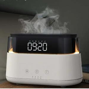 Smart Flame Effect Diffuser Humidifier Quiet Multifunctional Aroma Diffuser Aromatherapy Diffuser Humidifier With LED Clock