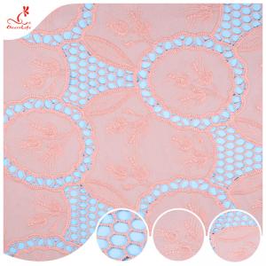 China High Guipure Lace Fabric 3d Embroidered Applique Flower Multicolour Embroidery Tulle Fabric supplier