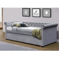 China Linen Fabric Twin Upholstered Daybed Tufted Pull Out Trundle Bed on sale