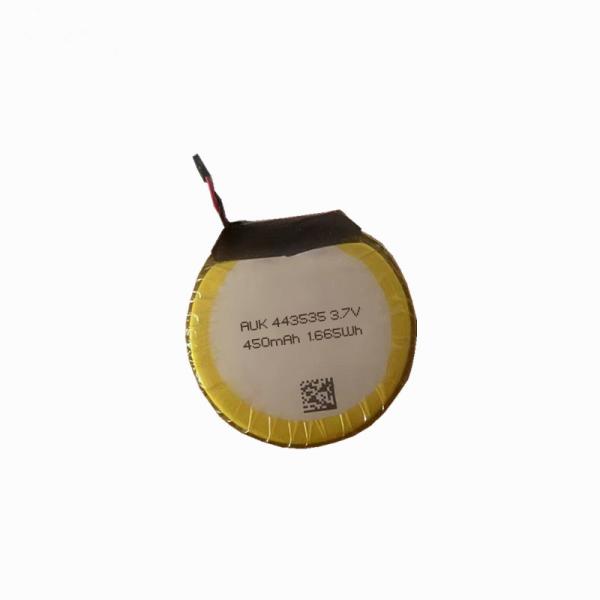 China Batterie Lipo circulaire de 3,7 V ronde sur mesure 403535 450mah 403533 380mAh Batterie rechargeable au lithium polymère supplier