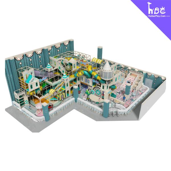 Parque infantil interior con tema de jungla personalizado para niños con toboganes y piscinas de bolas