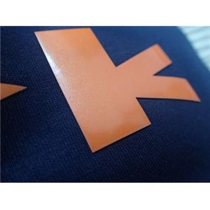 China Custom Shiny Orange TPU Iron On Clothing Patches , Heat Transfer Shoe Label supplier