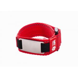 Red Color Sports Identity Bracelets , Good Fabric Custom Velcro Wristbands