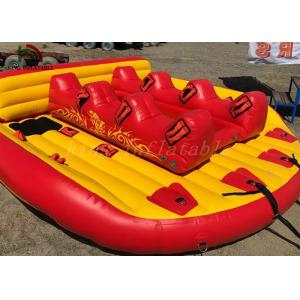 PVC Tarpaulin Inflatable Fly Fishing Boats Yellow / Red Towable UFO Toy For Beach Sports