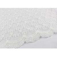 China Beautiful Embroidered Lace Fabric Scalloped Edge Lace Fabric For Ivory Wedding Dresses on sale