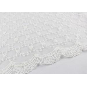 China Beautiful Embroidered Lace Fabric Scalloped Edge Lace Fabric For Ivory Wedding Dresses supplier