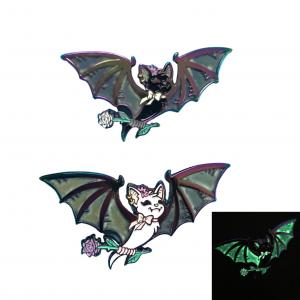 Special Design Souvenir Bat Glow In Dark Enamel Metal Lapel Pin Badge Customized Logo