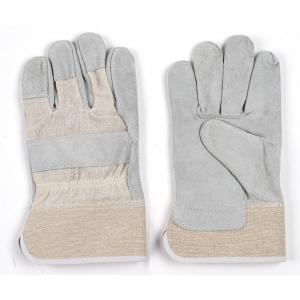 Welding Gloves Thick Leather Short Welder Gloves Half-Leather White Rubber Two Finger Welding Labor  Gloves