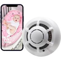 China ホワイト ミニチュア ホーム セキュリティ カメラ Wifi 煙探知器 モーション検出付き スパイカメラ on sale