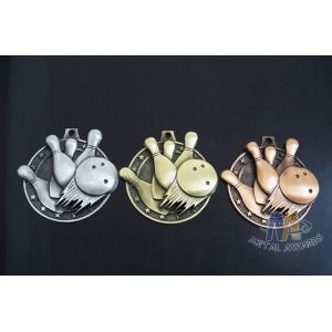 Metal Zinc Alloy Custom Bowling Sports School Engraved Medals With 2D Or 3D Type, Lanyard Or Ribbon