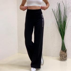China Loose Side Printing Ladies Casual Pants , Mid Waist Ladies Wide Leg Trousers supplier