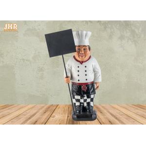 Wooden Mini Chalkboards Resin Chef Sculpture Poly Chef Figurine Tabletop Statue