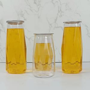 China leite plástico do chá do frasco dos alimentos para animais de estimação de 380ml Diamond Shape Easy Pull Cover supplier