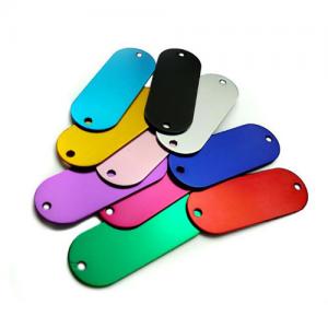 Colored Anodized Custom Engraved Dog Tags Runway Shape With Two Holes