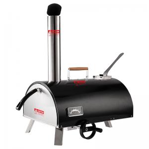 Semi Automatic Pizza Oven Rotating 12" Wood Fired Silver Matte / Black