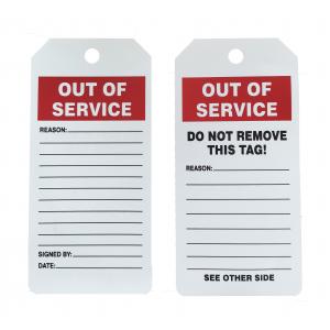 PVC Plastic Roll Safety Lockout Tags Legend " Out Of Service Do Not Remove This Tag "