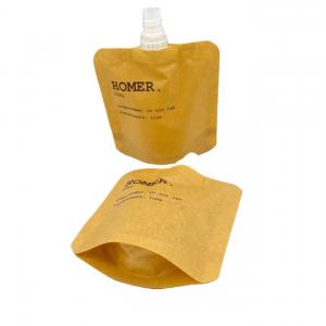 Custom Stand Up Bag Biodegradable Kraft Cosmetic Liquid Refill Spout Pouch