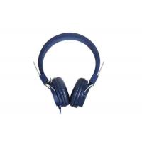 Dark Blue Noise Reduction Earbuds , Plastic Foldable On Ear Headphones