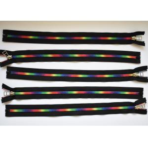 China Plastic Type Sewing Notions Zippers , rainbow teeth multi colored zipperr for garment supplier