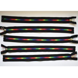 Plastic Type Sewing Notions Zippers , rainbow teeth multi colored zipperr for garment