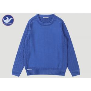 Upper Welt Slit Mens Wool Cable Knit Jumper , Winter Mens Blue Cable Knit Sweater