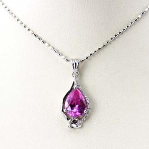 China Women Jewelry 925 Silver 8mmx10mm Pear Pink Cubic Zircon Pendant(PSJ0424) supplier