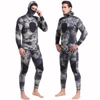5mm Camouflage  wetsuit with cap& two-piece neoprene  diving suit&high-elastic men